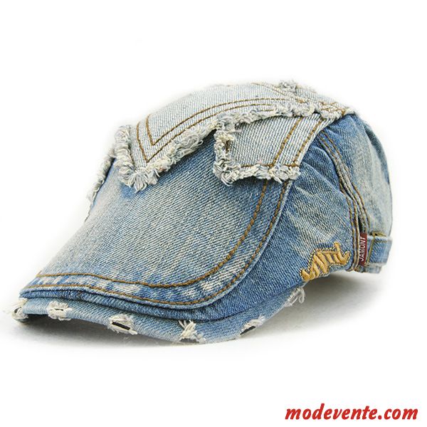 Chapeau Femme Europe Crème Solaire Mode Tendance Denim Casquette Bleu Marin