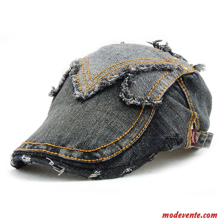 Chapeau Femme Europe Crème Solaire Mode Tendance Denim Casquette Bleu Marin