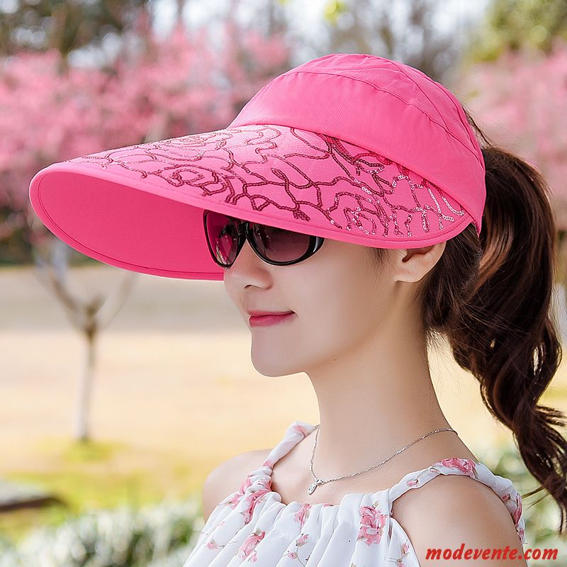 Chapeau Femme Gros All-match Ombre Balade De Plein Air Crème Solaire Rouge Violet