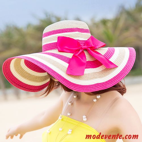 Chapeau Femme Gros Crème Solaire Ombre Plage Tourisme Été Rouge Violet