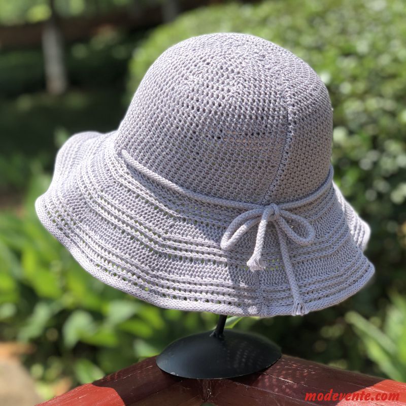 Chapeau Femme Gros Rue Voyage Chapeau De Pêcheur Ombre Plier Pure Blanc