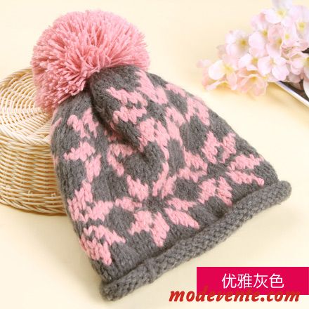 Chapeau Femme Hiver Bonnet Tricoté Mode Garder Au Chaud L'automne Flocon De Neige Rouge