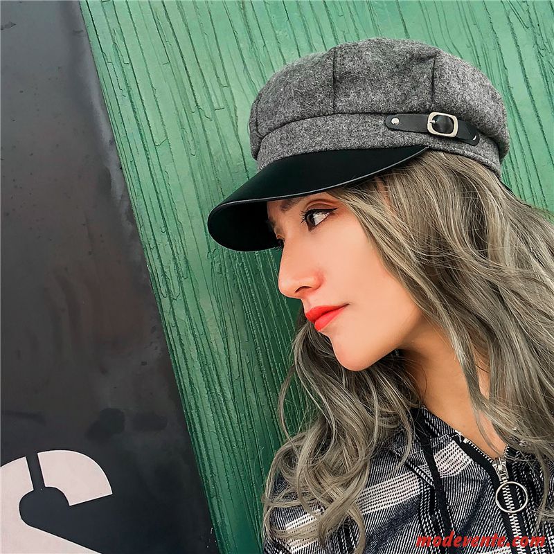 Chapeau Femme Hiver Casquette L'automne Anis Étoilé All-match Réseau Rouge Marron