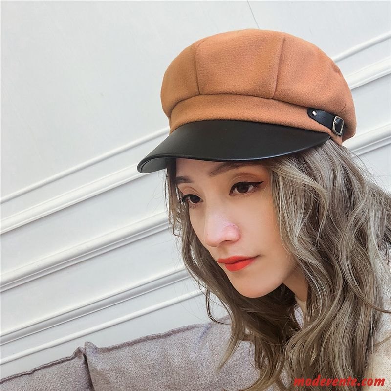 Chapeau Femme Hiver Casquette L'automne Anis Étoilé All-match Réseau Rouge Marron