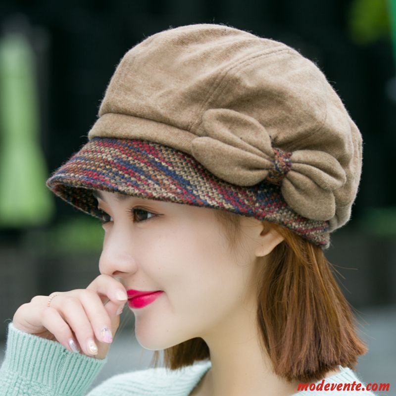 Chapeau Femme La Laine Hiver Tendance Britanique Casquette Anis Étoilé Bordeaux