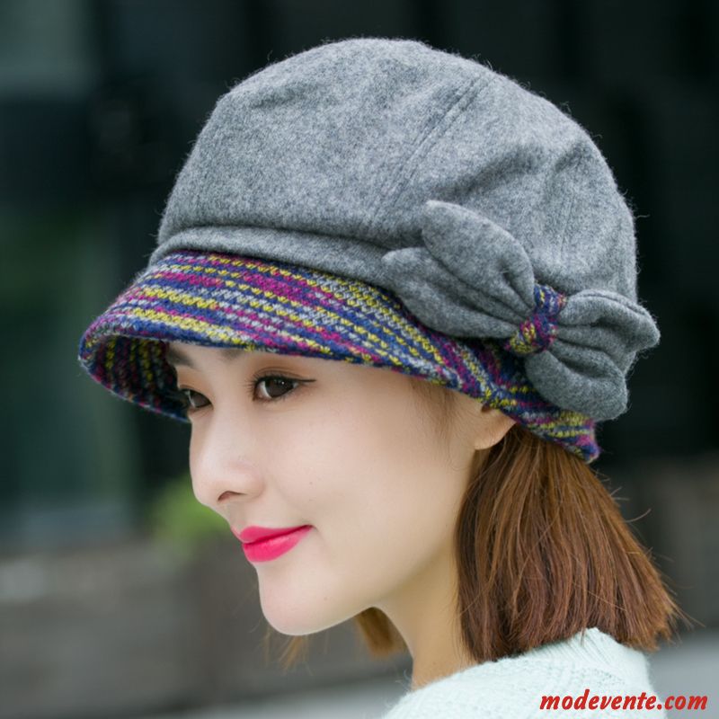 Chapeau Femme La Laine Hiver Tendance Britanique Casquette Anis Étoilé Bordeaux