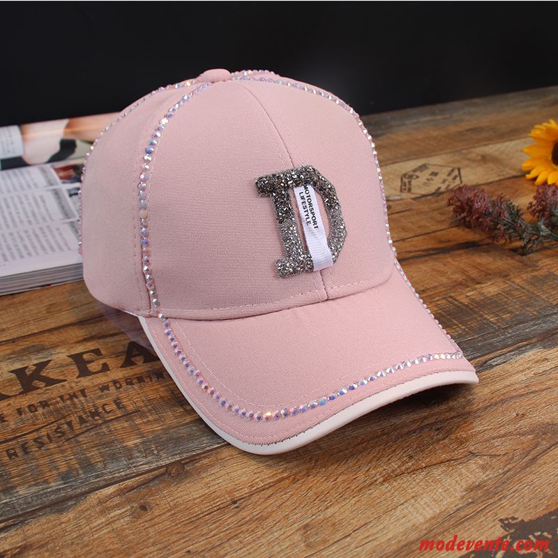 Chapeau Femme Le Nouveau Été Tendance Diamant Casquette De Baseball Manuel Rose