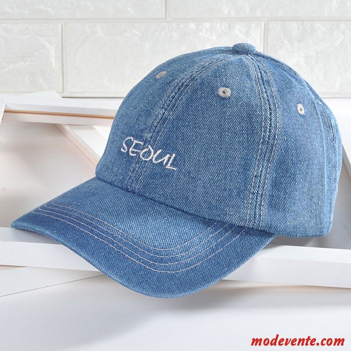 Chapeau Femme Loisir Ombre Casquette De Baseball Denim Crème Solaire Homme Bleu