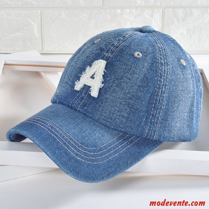 Chapeau Femme Loisir Ombre Casquette De Baseball Denim Crème Solaire Homme Bleu