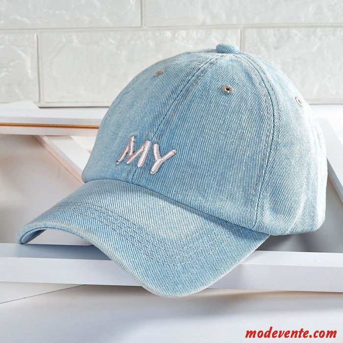 Chapeau Femme Loisir Ombre Casquette De Baseball Denim Crème Solaire Homme Bleu