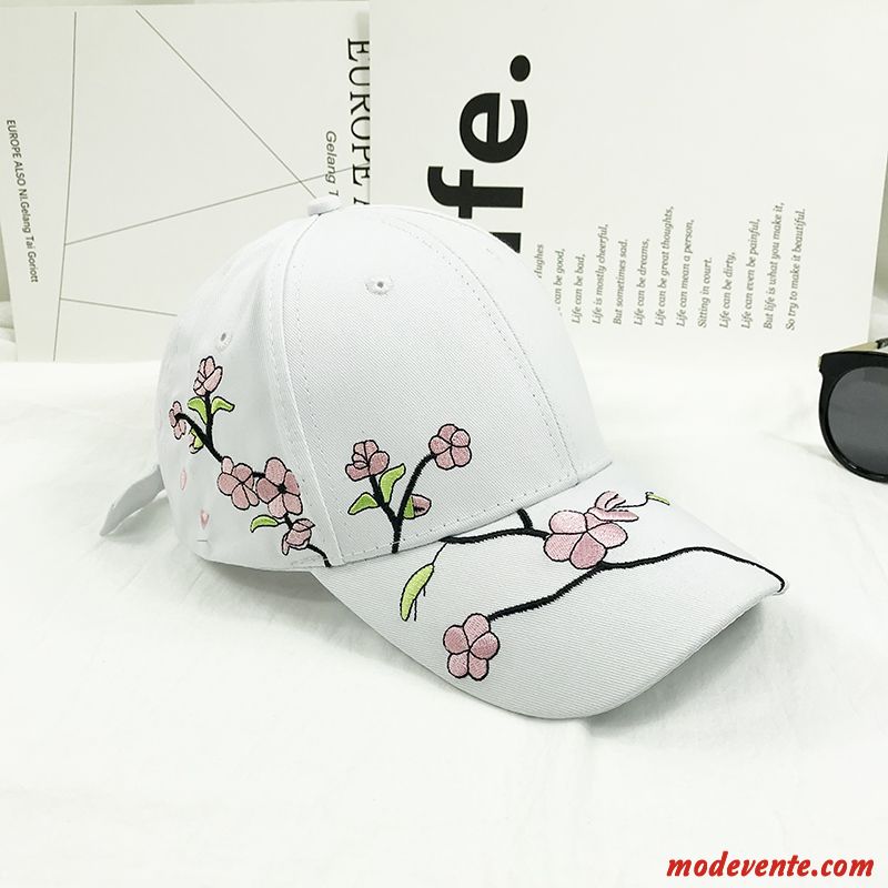 Chapeau Femme Mode Le Nouveau Brodé Fleurs All-match Casquette De Baseball Noir