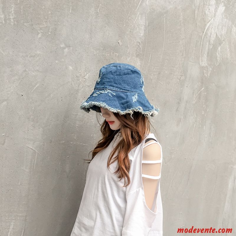 Chapeau Femme Ombre All-match Rétro Tendance Denim Été Noir