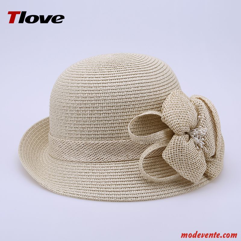 Chapeau Femme Ombre Chapeau De Paille Fleurs Sertissage Voyage Lin