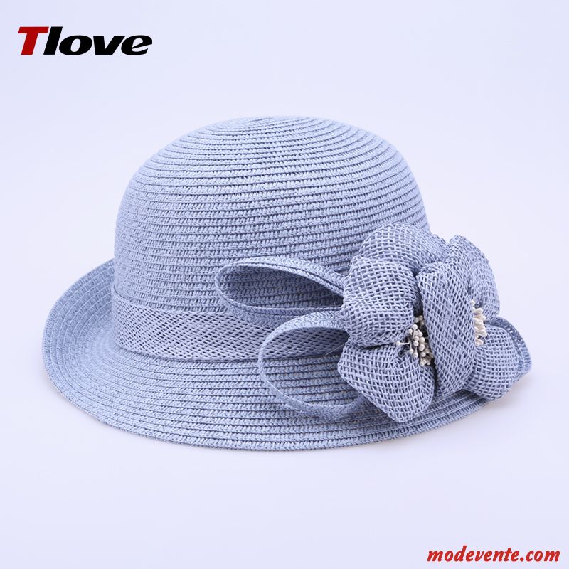 Chapeau Femme Ombre Chapeau De Paille Fleurs Sertissage Voyage Lin