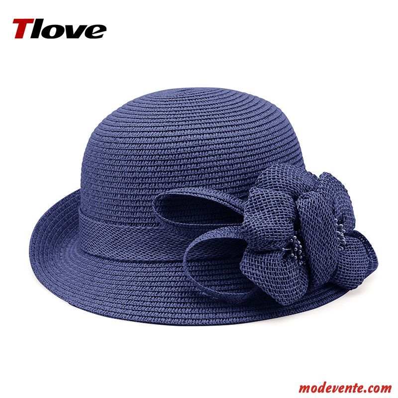 Chapeau Femme Ombre Chapeau De Paille Fleurs Sertissage Voyage Lin