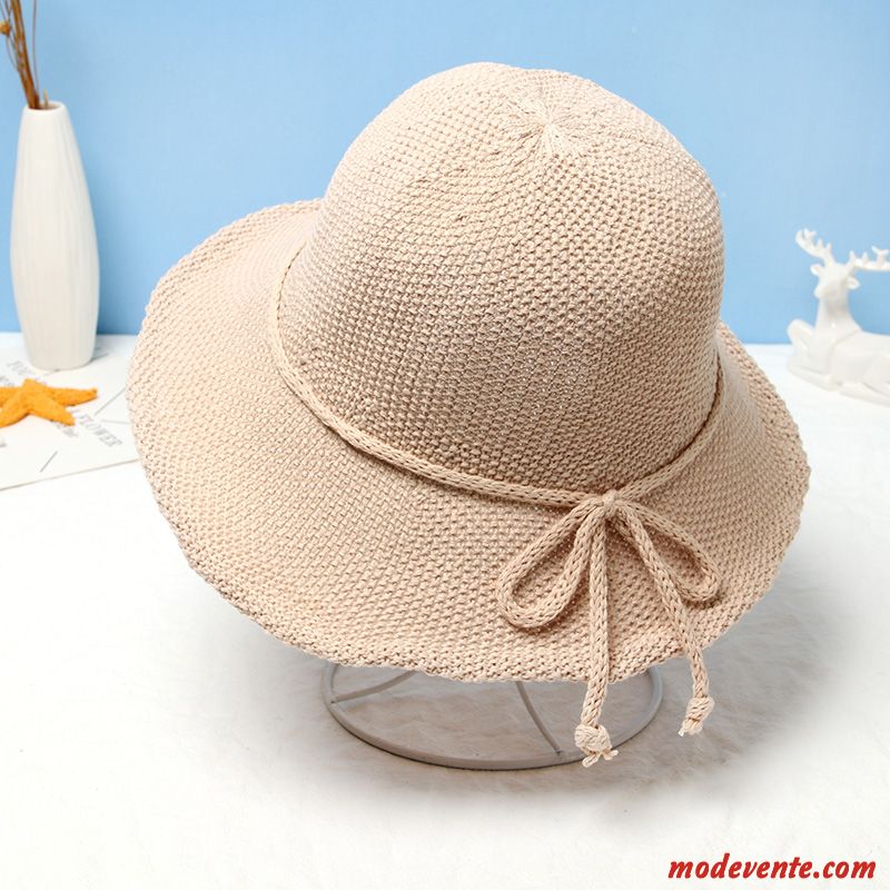 Chapeau Femme Ombre Doux Été Étanche Au Vent Chapeau De Pêcheur Chapeau De Paille Jaune