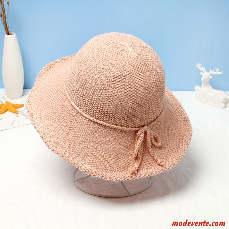 Chapeau Femme Ombre Doux Été Étanche Au Vent Chapeau De Pêcheur Chapeau De Paille Jaune