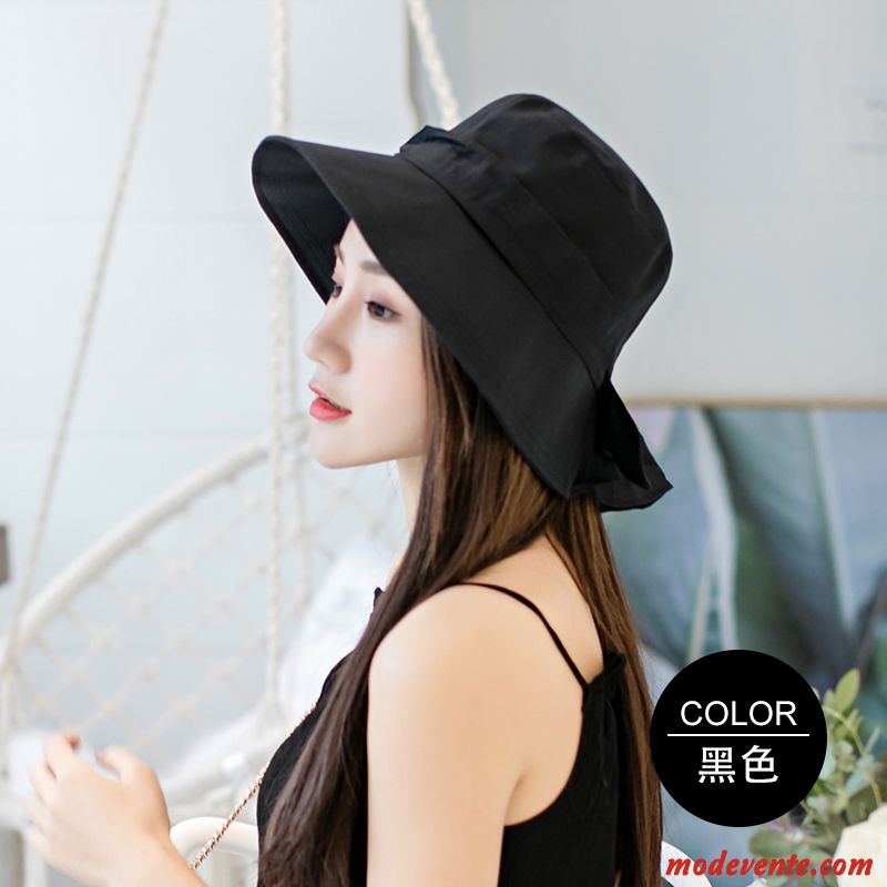 Chapeau Femme Ombre Gros Chapeau De Soleil Plier Crème Solaire Été Pure Noir