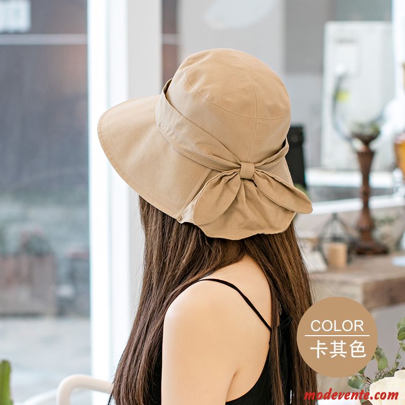 Chapeau Femme Ombre Gros Chapeau De Soleil Plier Crème Solaire Été Pure Noir