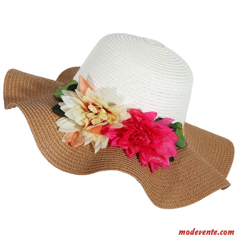 Chapeau Femme Ombre Plier Chapeau De Paille Mode Gros Crème Solaire Jaune