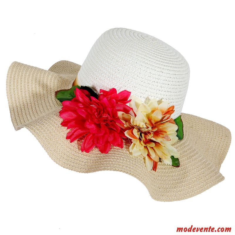 Chapeau Femme Ombre Plier Chapeau De Paille Mode Gros Crème Solaire Jaune