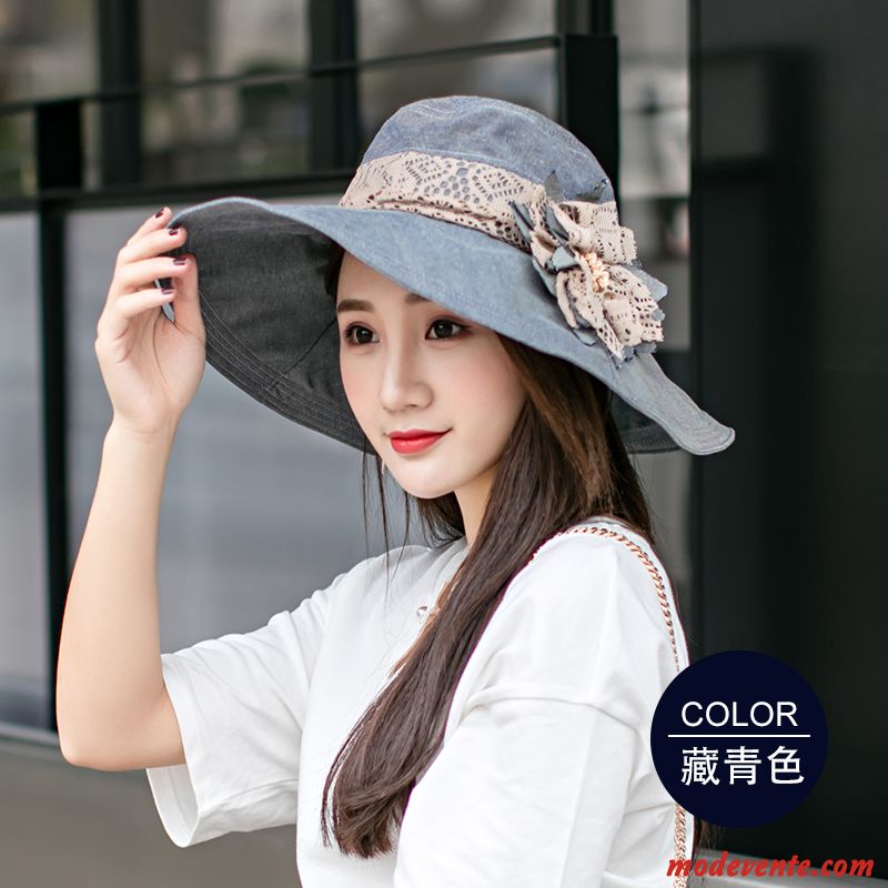 Chapeau Femme Ombre Plier Crème Solaire L'automne Chapeau De Pêcheur Gros Bleu Violet