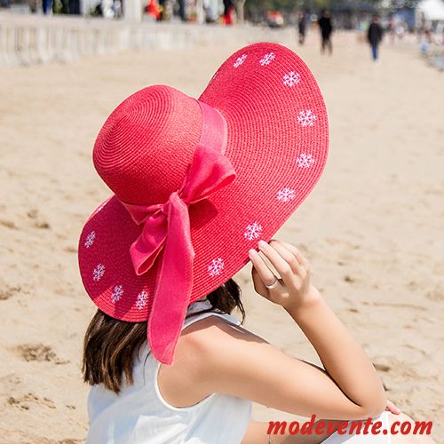 Chapeau Femme Plage Ombre All-match Gros Crème Solaire Tendance Violet Rose