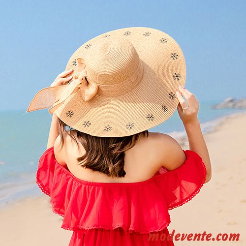 Chapeau Femme Plage Ombre All-match Gros Crème Solaire Tendance Violet Rose