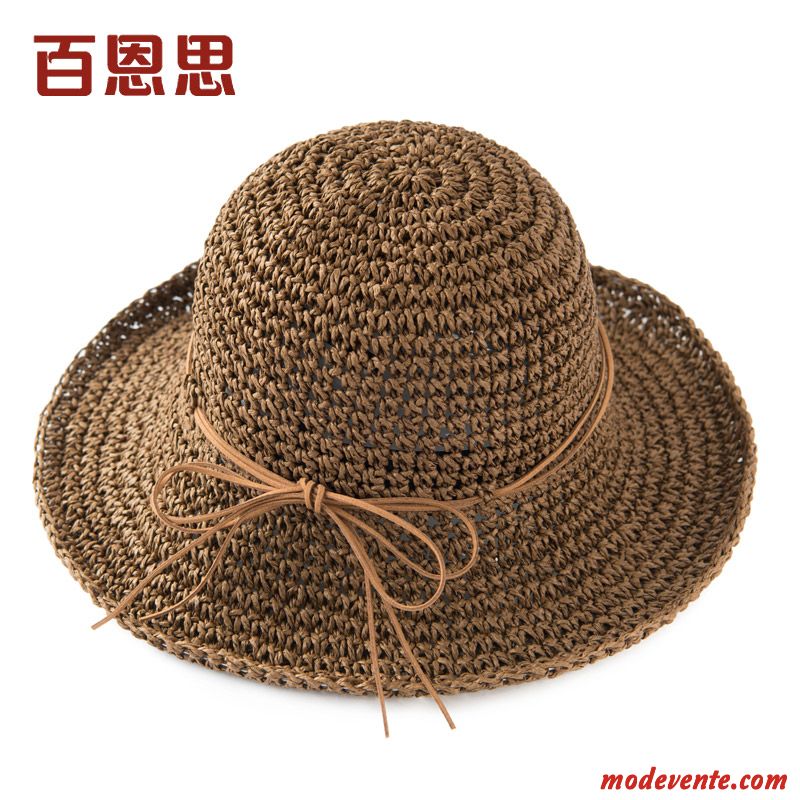 Chapeau Femme Plier Chapeau De Soleil Crème Solaire Plage All-match Été Rouge