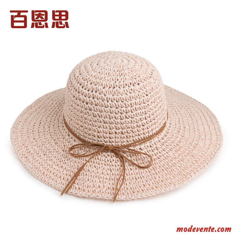 Chapeau Femme Plier Chapeau De Soleil Crème Solaire Plage All-match Été Rouge