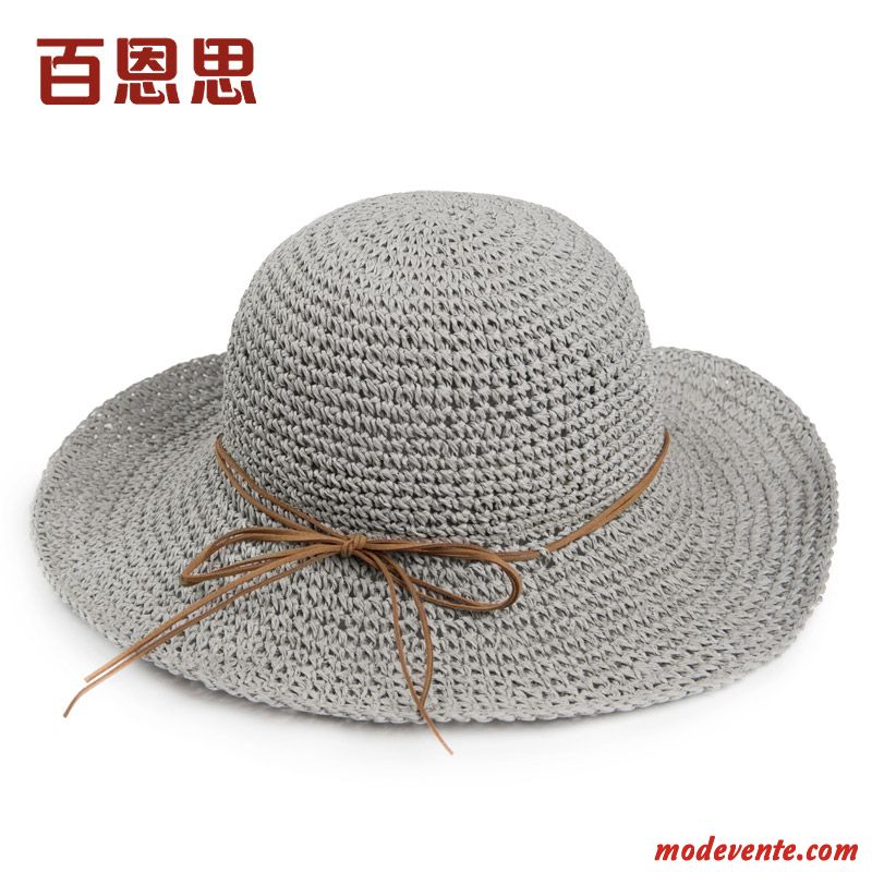 Chapeau Femme Plier Chapeau De Soleil Crème Solaire Plage All-match Été Rouge