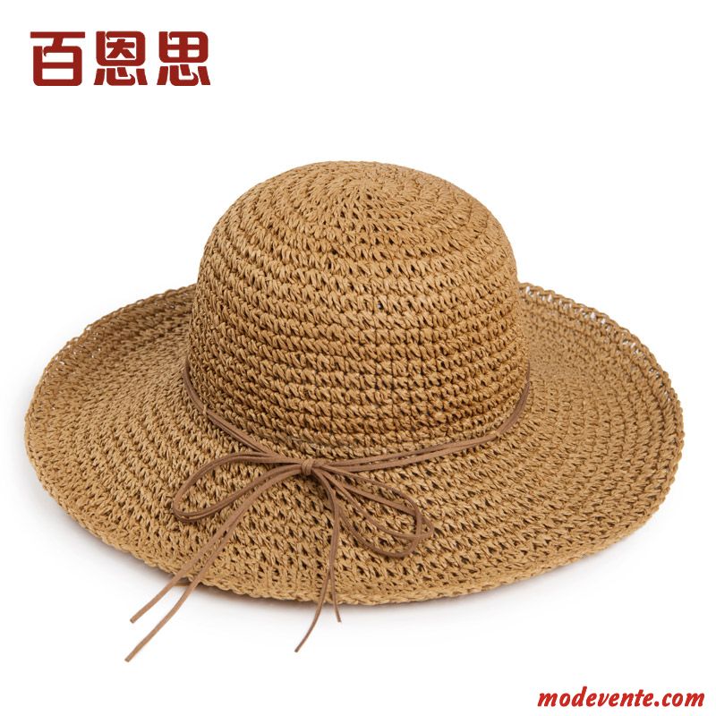 Chapeau Femme Plier Chapeau De Soleil Crème Solaire Plage All-match Été Rouge