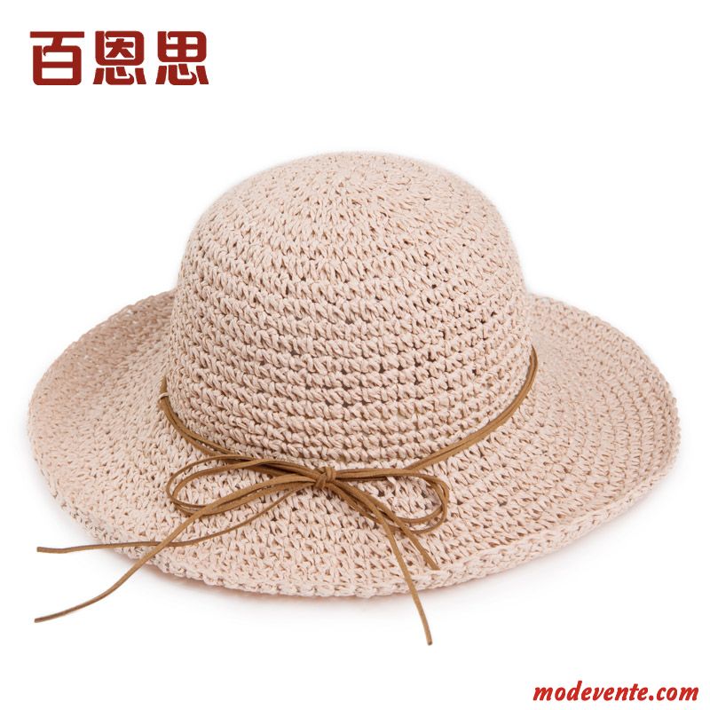 Chapeau Femme Plier Chapeau De Soleil Crème Solaire Plage All-match Été Rouge