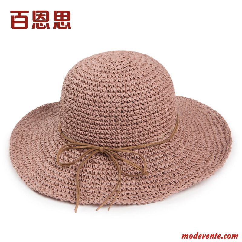 Chapeau Femme Plier Chapeau De Soleil Crème Solaire Plage All-match Été Rouge