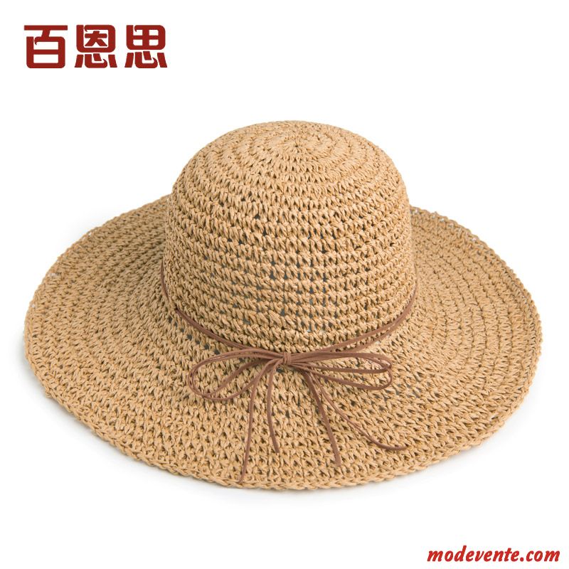 Chapeau Femme Plier Chapeau De Soleil Crème Solaire Plage All-match Été Rouge