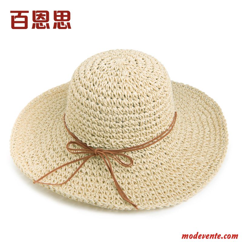 Chapeau Femme Plier Chapeau De Soleil Crème Solaire Plage All-match Été Rouge