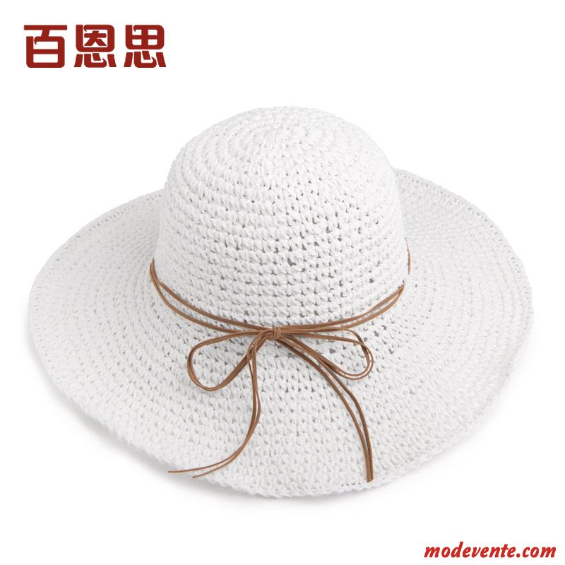 Chapeau Femme Plier Chapeau De Soleil Crème Solaire Plage All-match Été Rouge