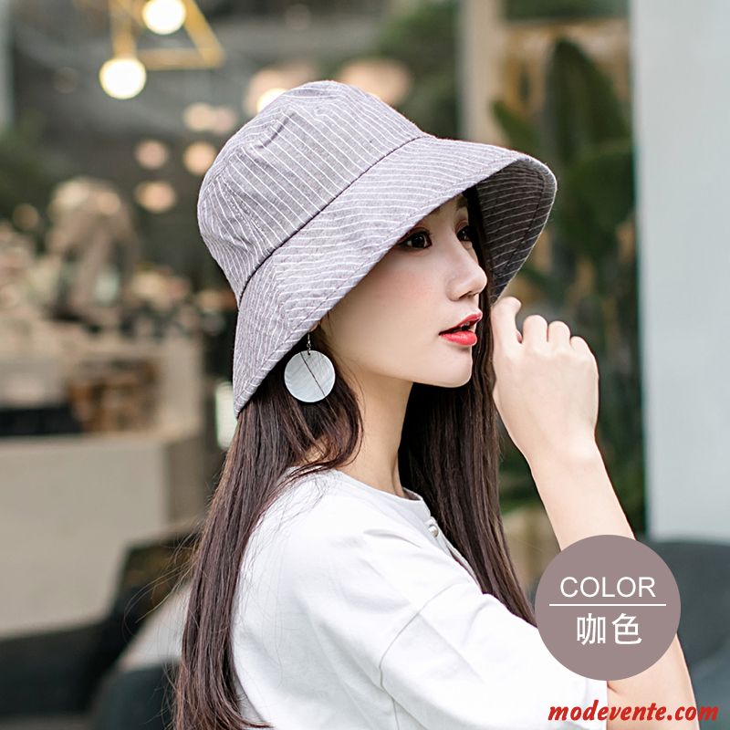 Chapeau Femme Tendance Treillis Chapeau De Pêcheur Ombre Rétro All-match Gris