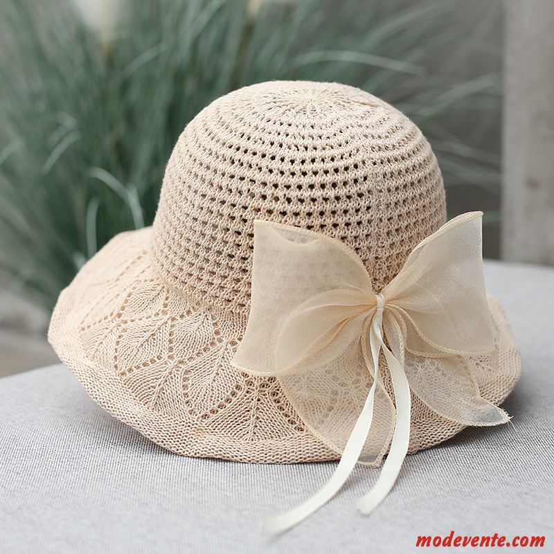 Chapeau Femme Voyage Chapeau De Pêcheur Été Crème Solaire Beige Frais