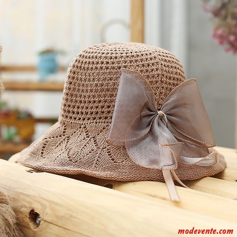 Chapeau Femme Voyage Chapeau De Pêcheur Été Crème Solaire Beige Frais