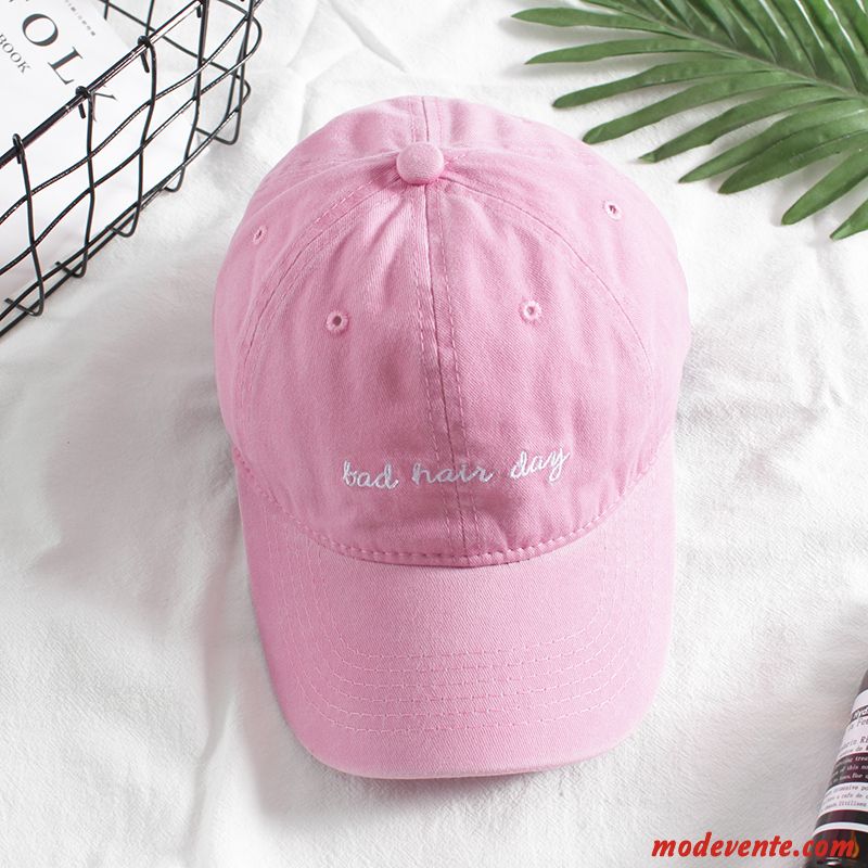 Chapeau Femme Été Casquette De Baseball Détresse Doux Amour Lavé À L'eau Rose