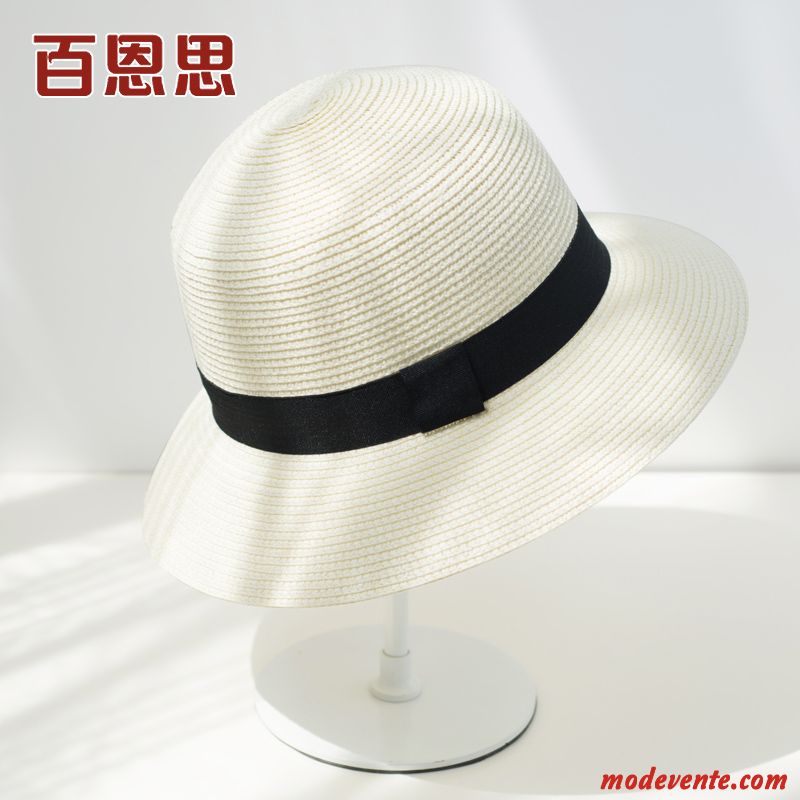 Chapeau Femme Été Crème Solaire Chapeau De Soleil Britanique All-match Gros Bleu