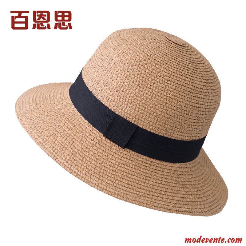 Chapeau Femme Été Crème Solaire Chapeau De Soleil Britanique All-match Gros Bleu