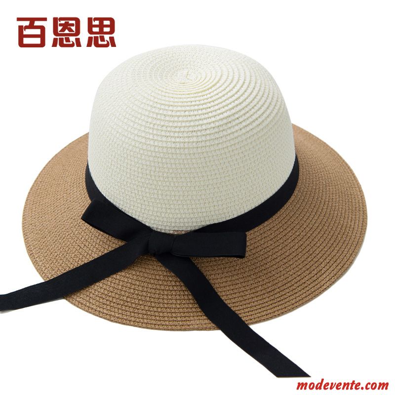 Chapeau Femme Été Crème Solaire Chapeau De Soleil Britanique All-match Gros Bleu