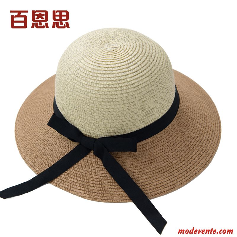 Chapeau Femme Été Crème Solaire Chapeau De Soleil Britanique All-match Gros Bleu