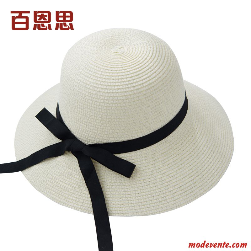 Chapeau Femme Été Crème Solaire Chapeau De Soleil Britanique All-match Gros Bleu