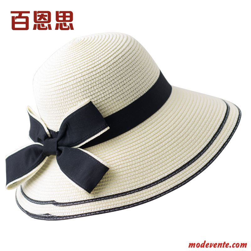 Chapeau Femme Été Crème Solaire Chapeau De Soleil Britanique All-match Gros Bleu