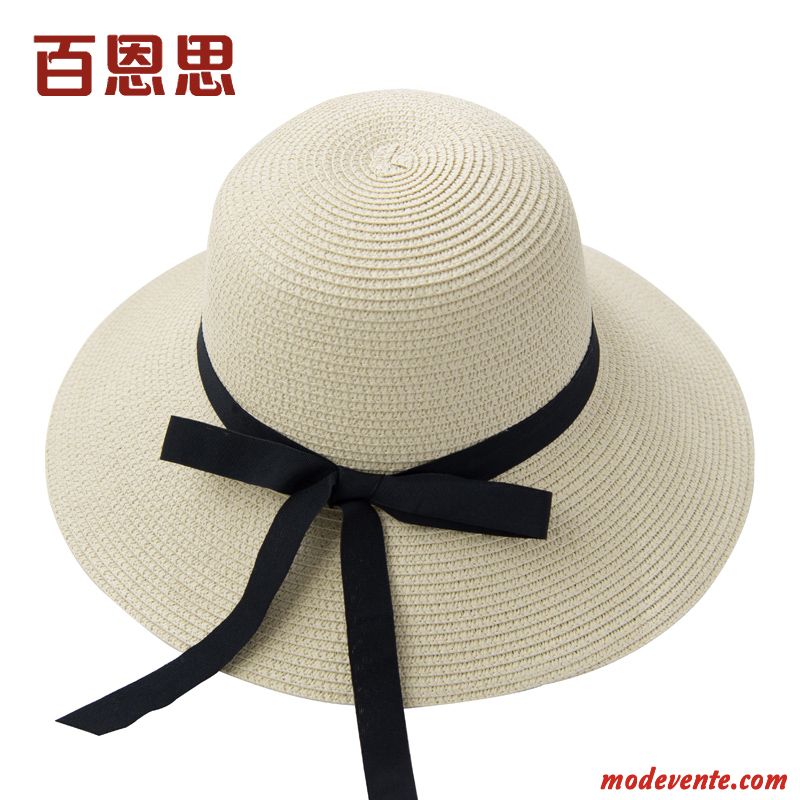 Chapeau Femme Été Crème Solaire Chapeau De Soleil Britanique All-match Gros Bleu