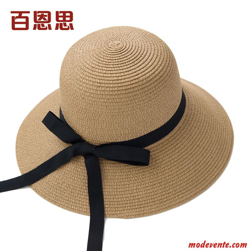 Chapeau Femme Été Crème Solaire Chapeau De Soleil Britanique All-match Gros Bleu