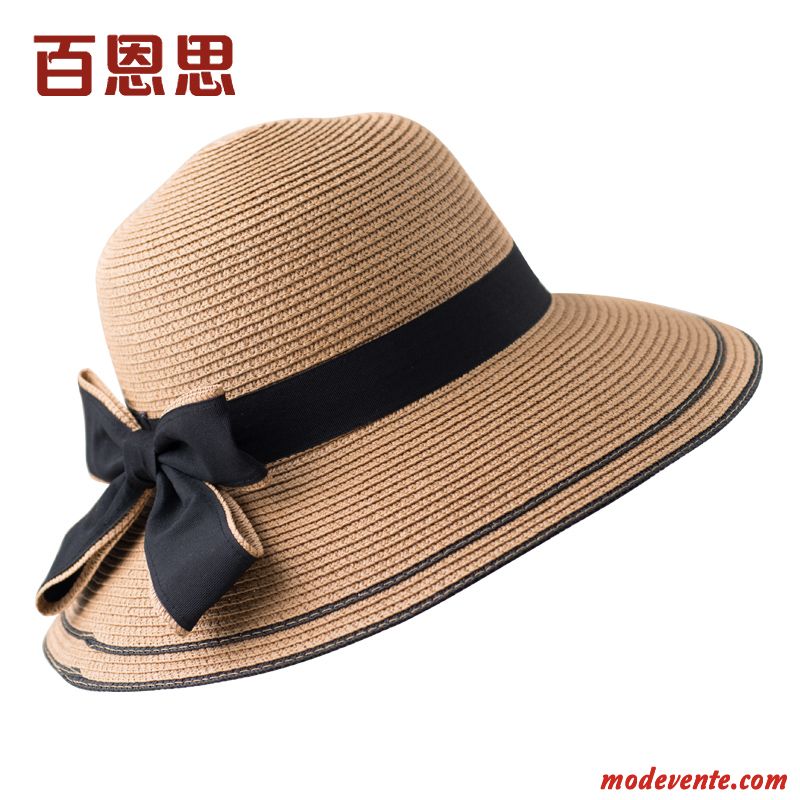 Chapeau Femme Été Crème Solaire Chapeau De Soleil Britanique All-match Gros Bleu